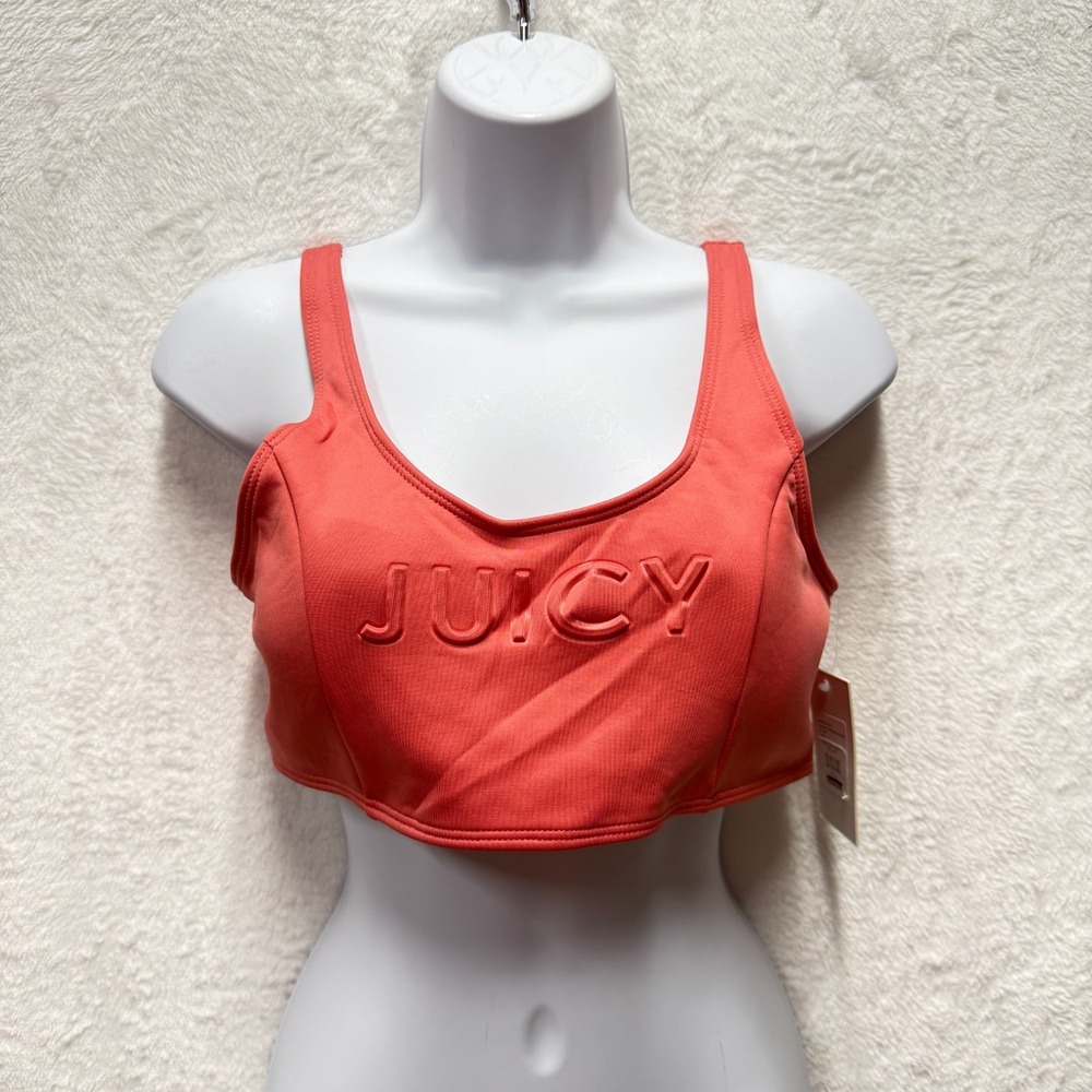 Juicy Couture Sports Bra Womens Medium Red Scoop Neck Adjelastic Back Bralette